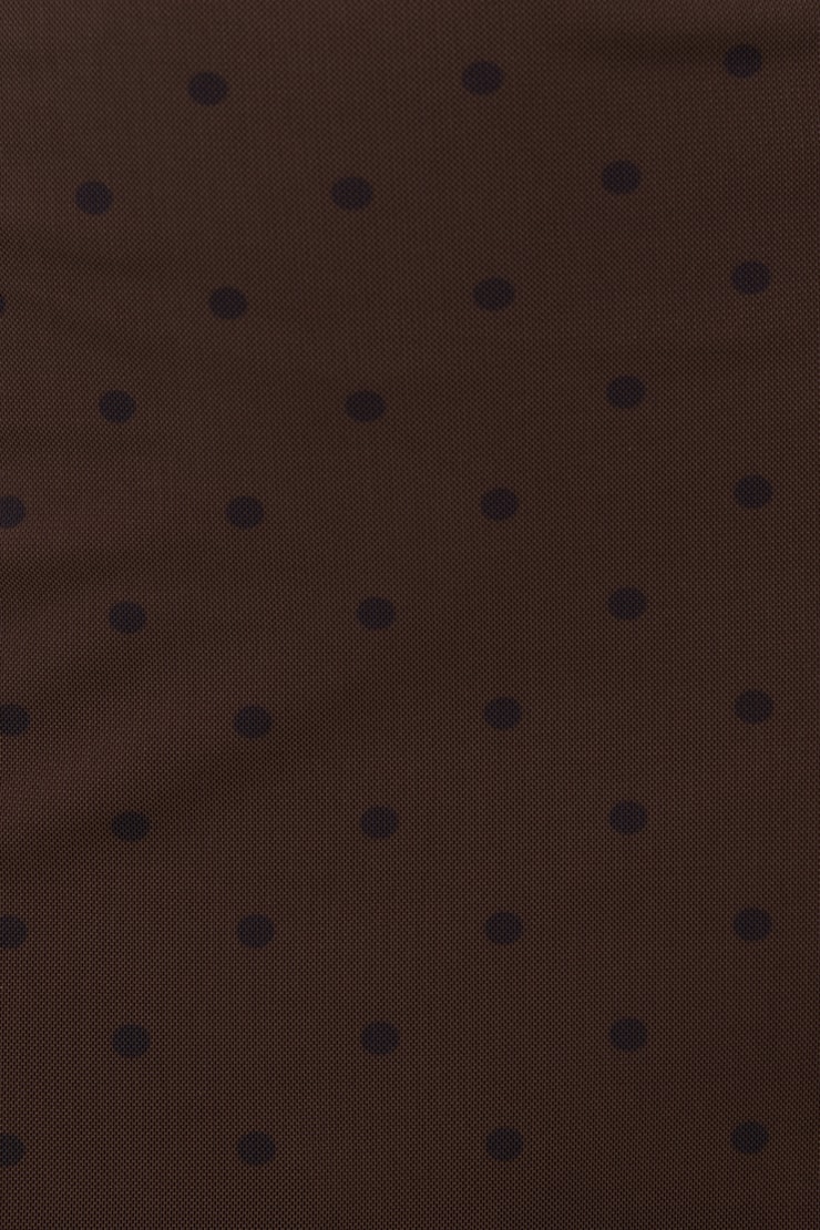 Katia Mesh Long Sleeve Mini Dress Brown / Black Polka Dot large