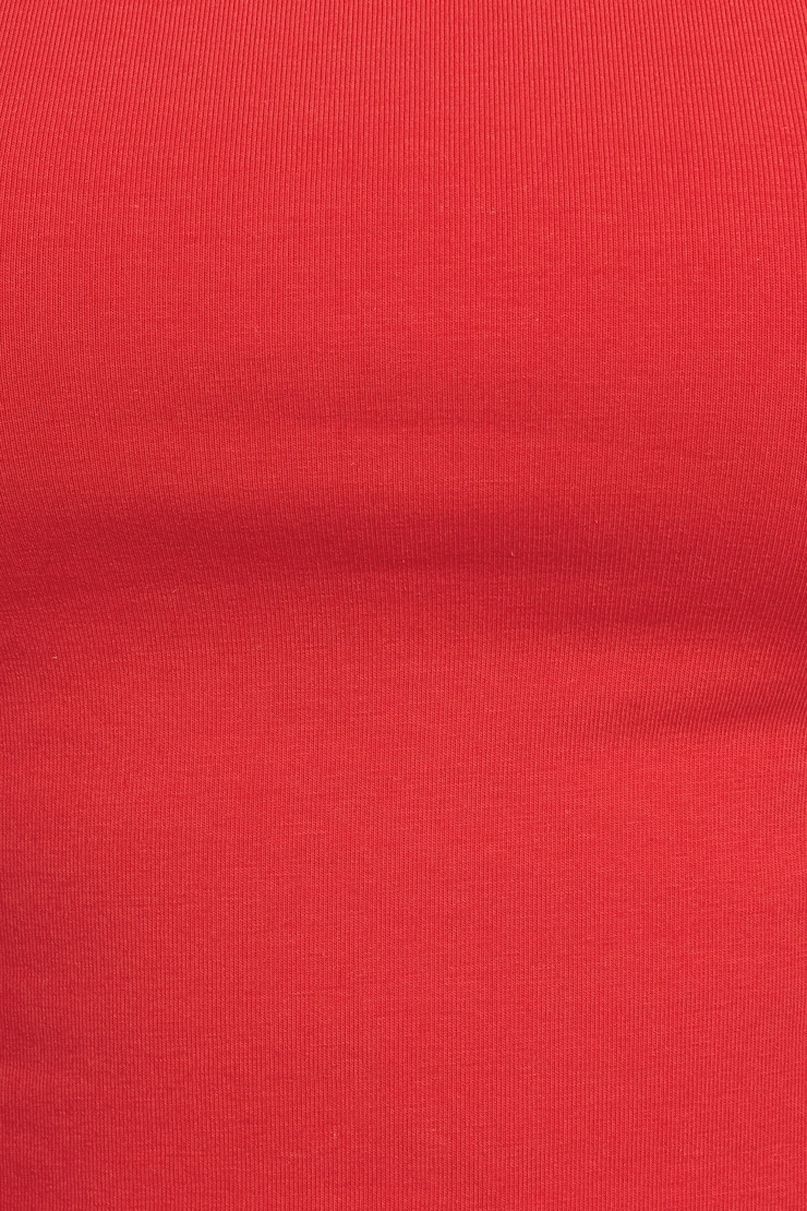 Crew Neck Open Back Tie Top, Tomato Puree Red, large