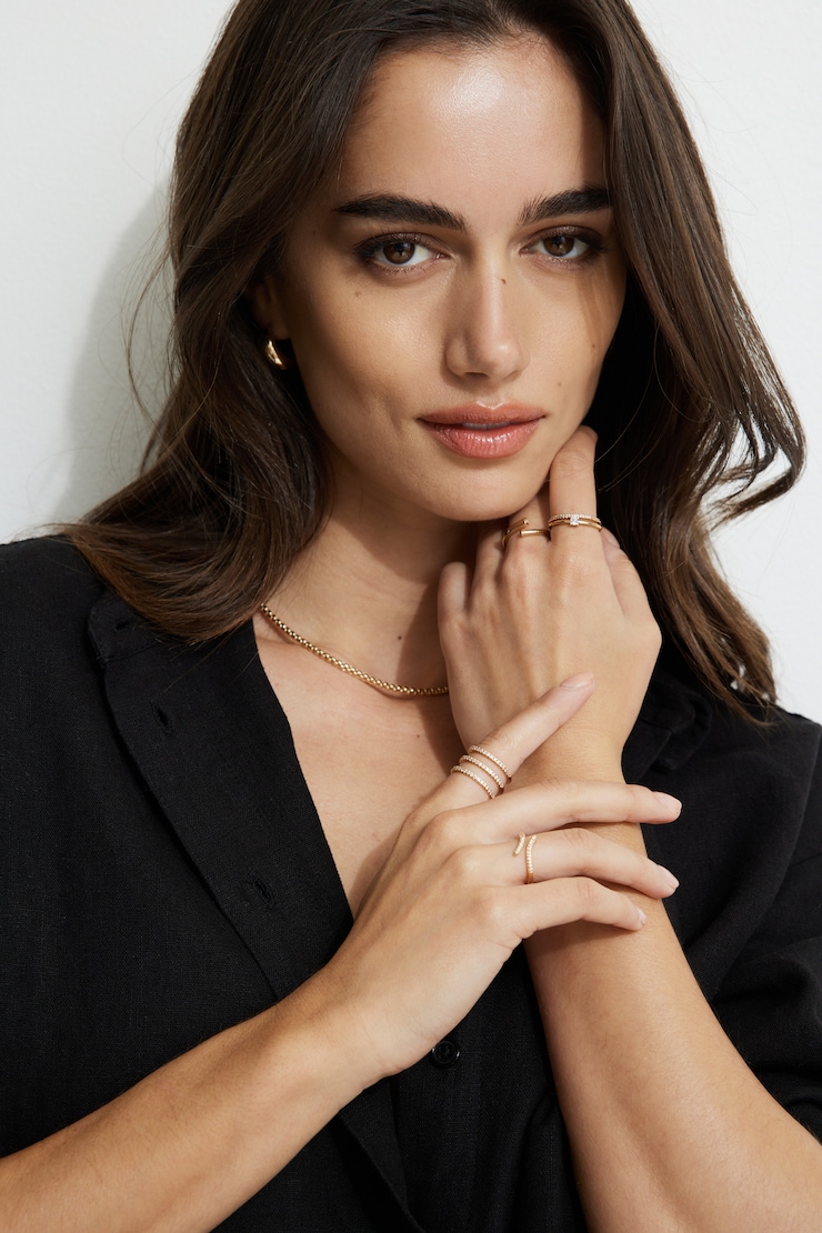5-Pack Linear Pavé Rings Clear/Gold large
