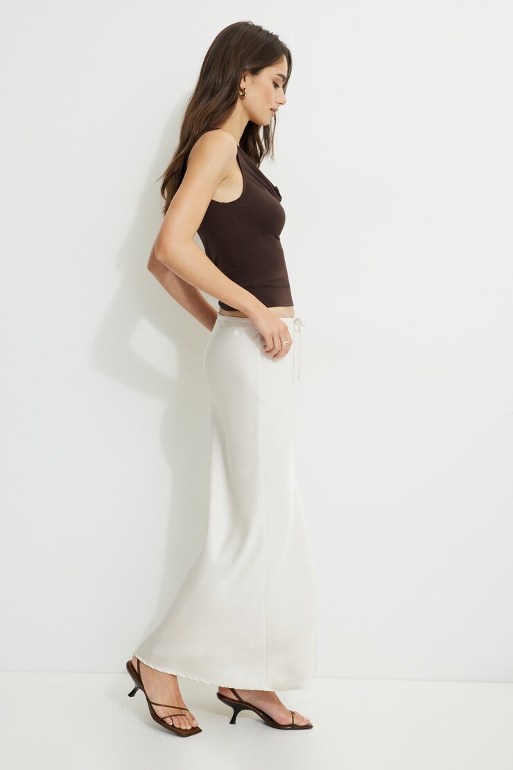 Cary Satin Slip Maxi Skirt Polished Pearl large