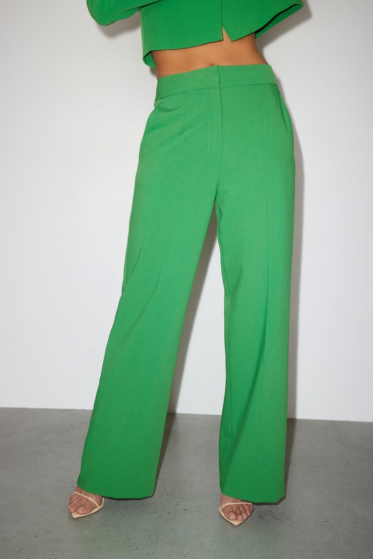 Pantalon à jambe droite Yasmin Genévrier vert large