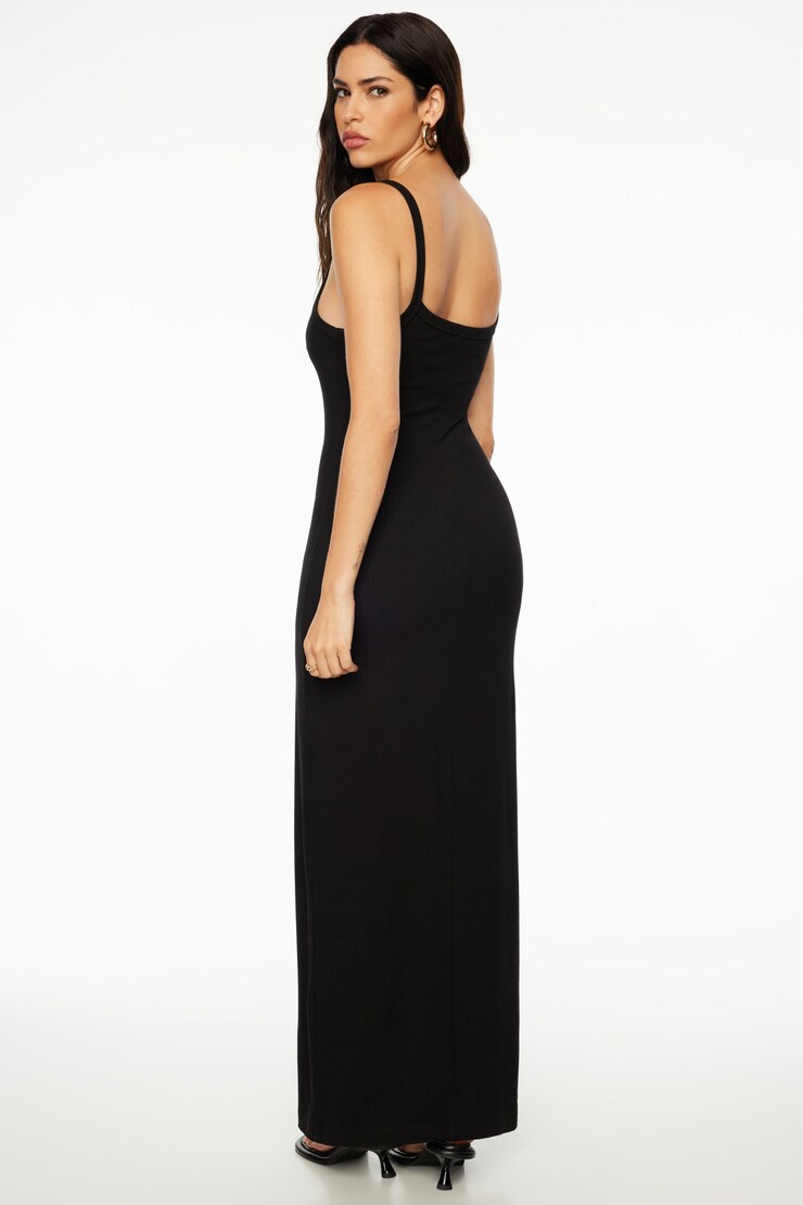 Jaya Ribbed Maxi Dress Jet Black  large