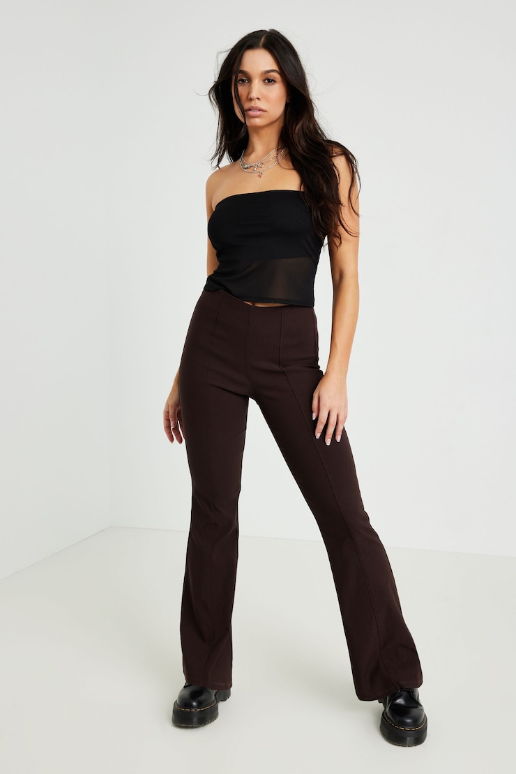 Pantalon Piper à jambe évasée, Brun tatou, large