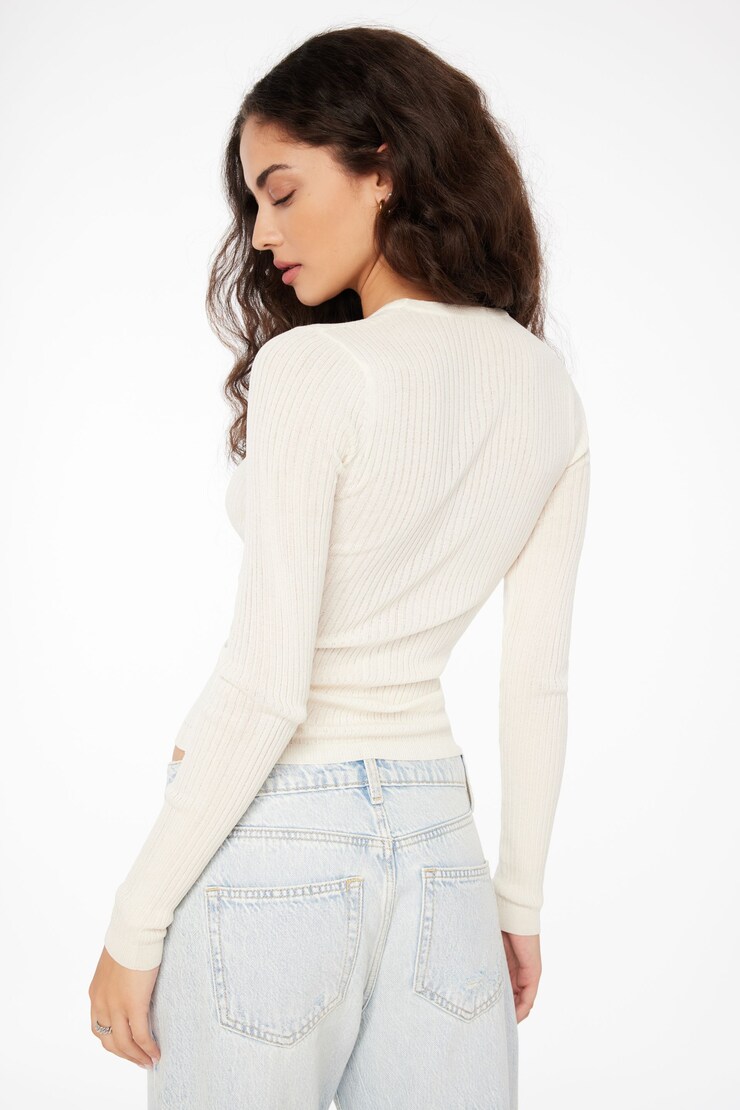 Long Sleeve Crew Neck Sweater Sea Salt Beige large