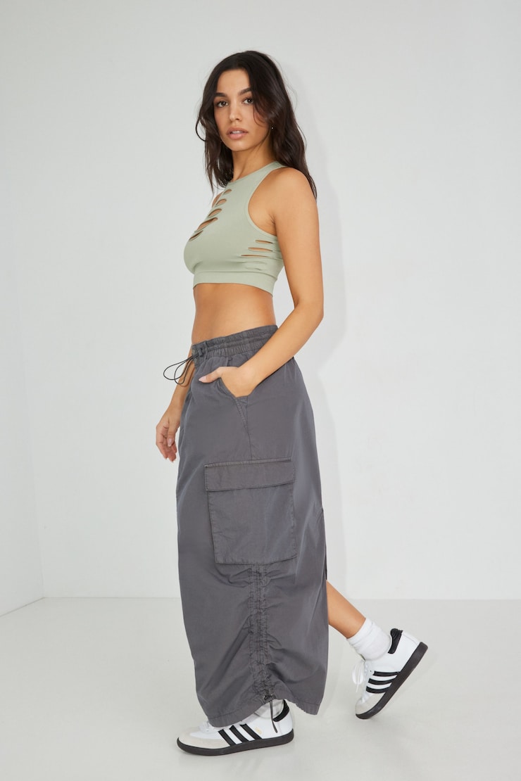 Poplin Parachute Skirt, Forged Iron Grey, large