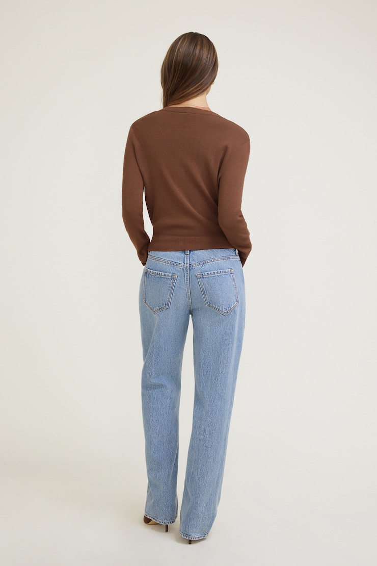 Rebecca Crewneck Cardigan Cocoa Brown large