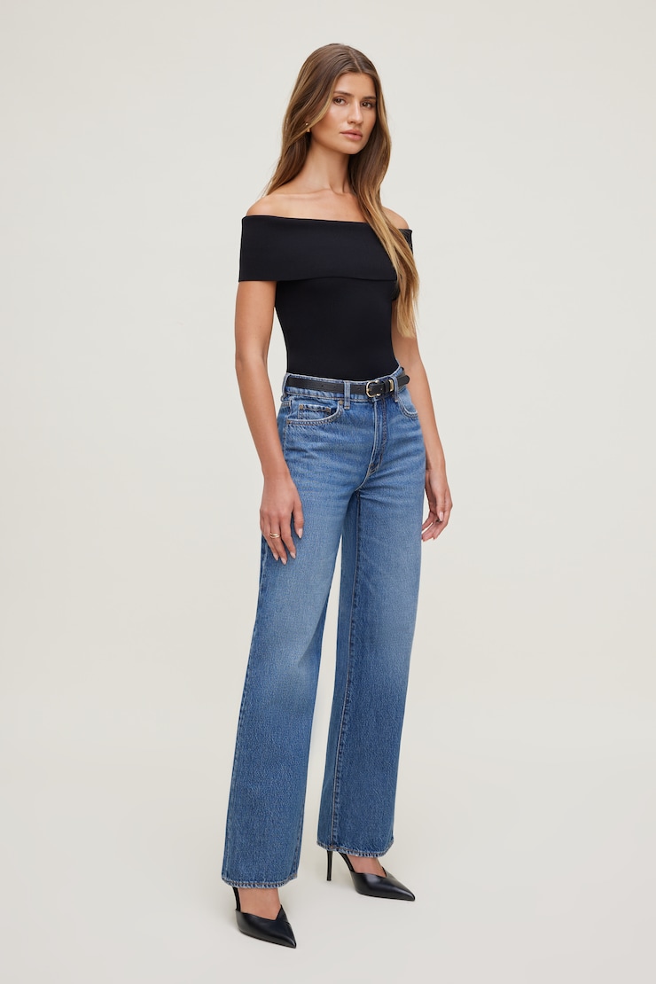 Foldover Off Shoulder Sweater Jet Black large