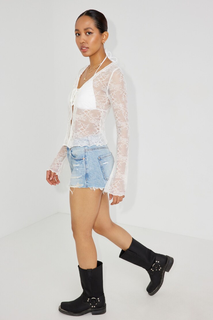 Ruffle Long Sleeve Flyaway , Snow White, large