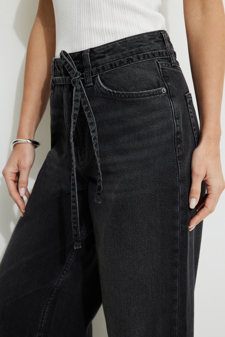 Baggy Drawstring Jeans Medium Dark Black / Castle Rock large