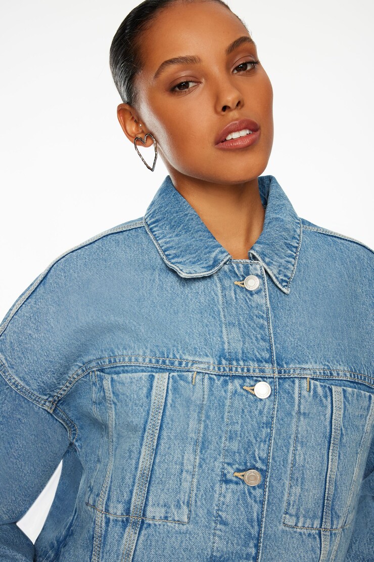 Buttoned Denim Jacket Indigo Medium  large