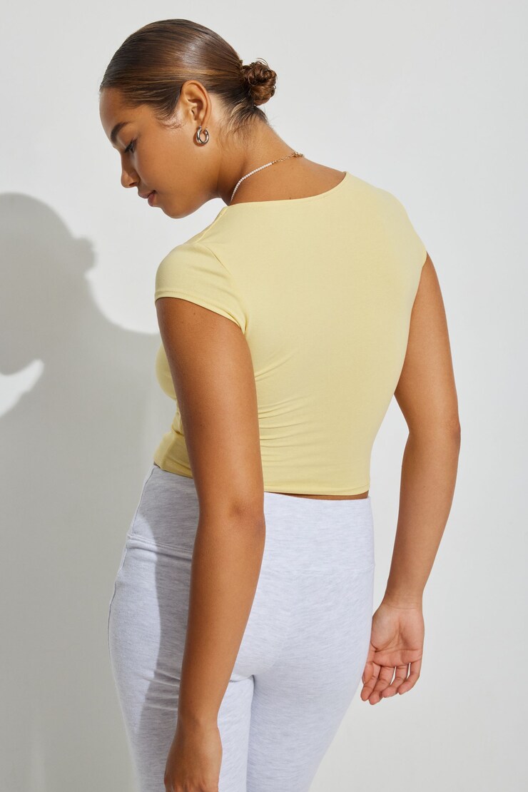 Portia Square Neckline Tee, Butter Yellow, large