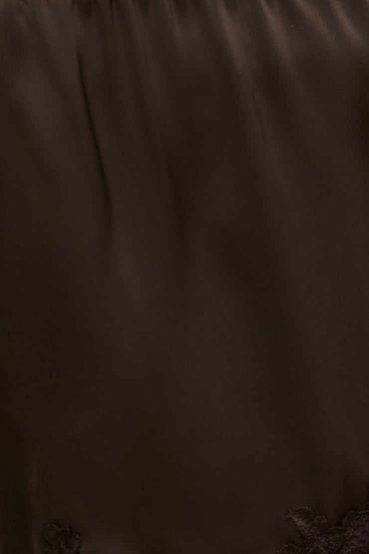 Lace Satin Shorts Java Brown large