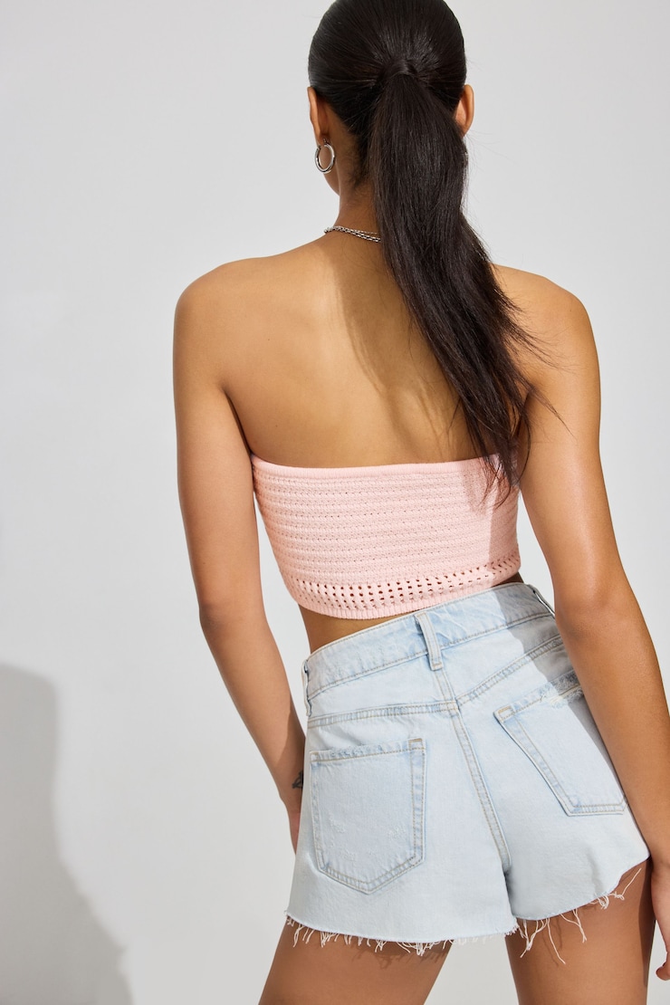 Crochet Tube Top, Chalk Pink, large