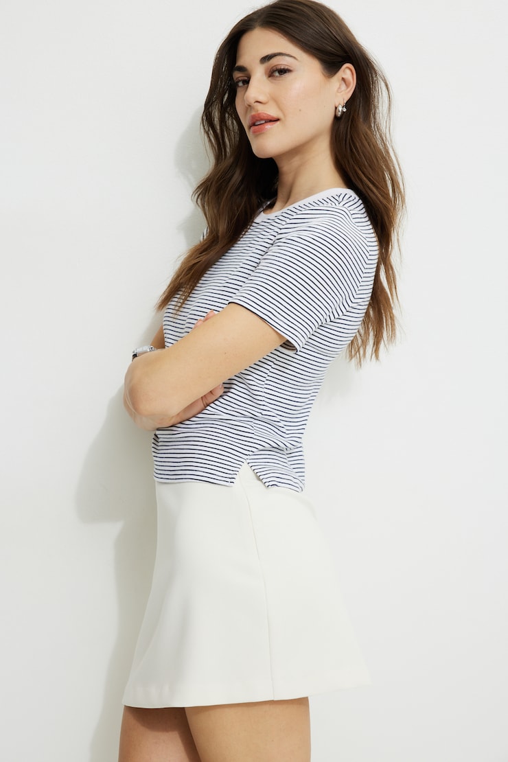 Everyday Striped Heavy Cotton T Shirt White/Navy Stripes large