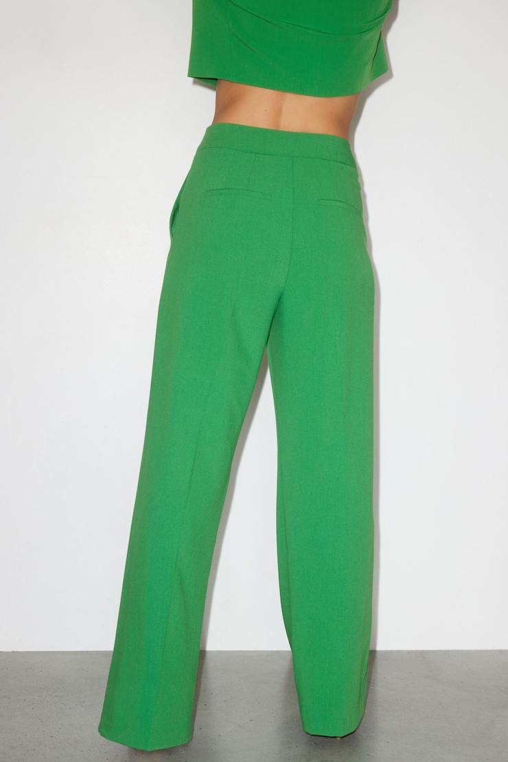 Pantalon à jambe droite Yasmin Genévrier vert large