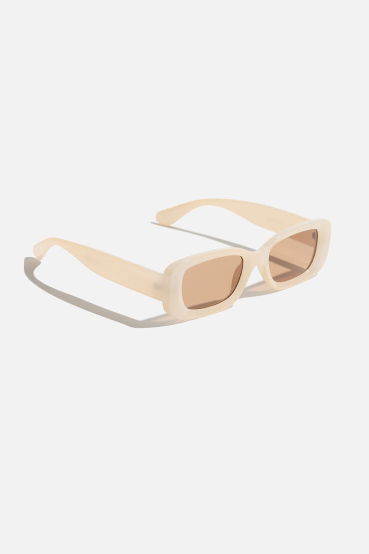 Retro Rectangular Sunglasses Milky Cream/Brown large