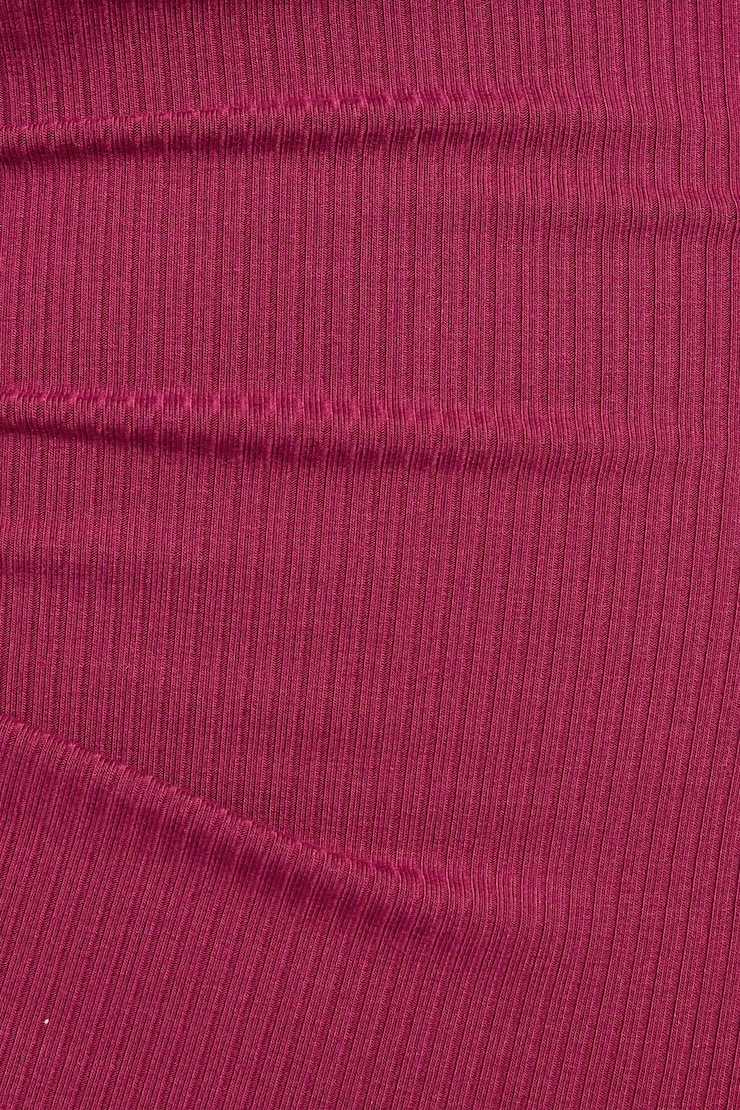 Snatched Rib Cami Top, Plum Red, large