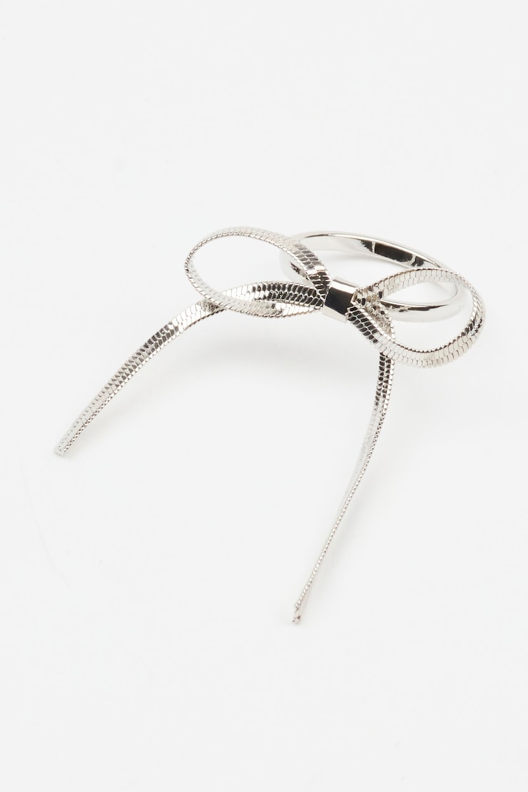Snake Chain Ring, Silver, large