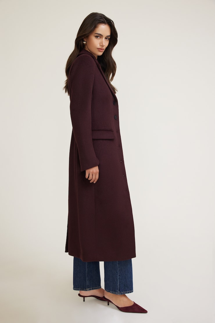 Cinched Wool Coat Red | Dynamite
