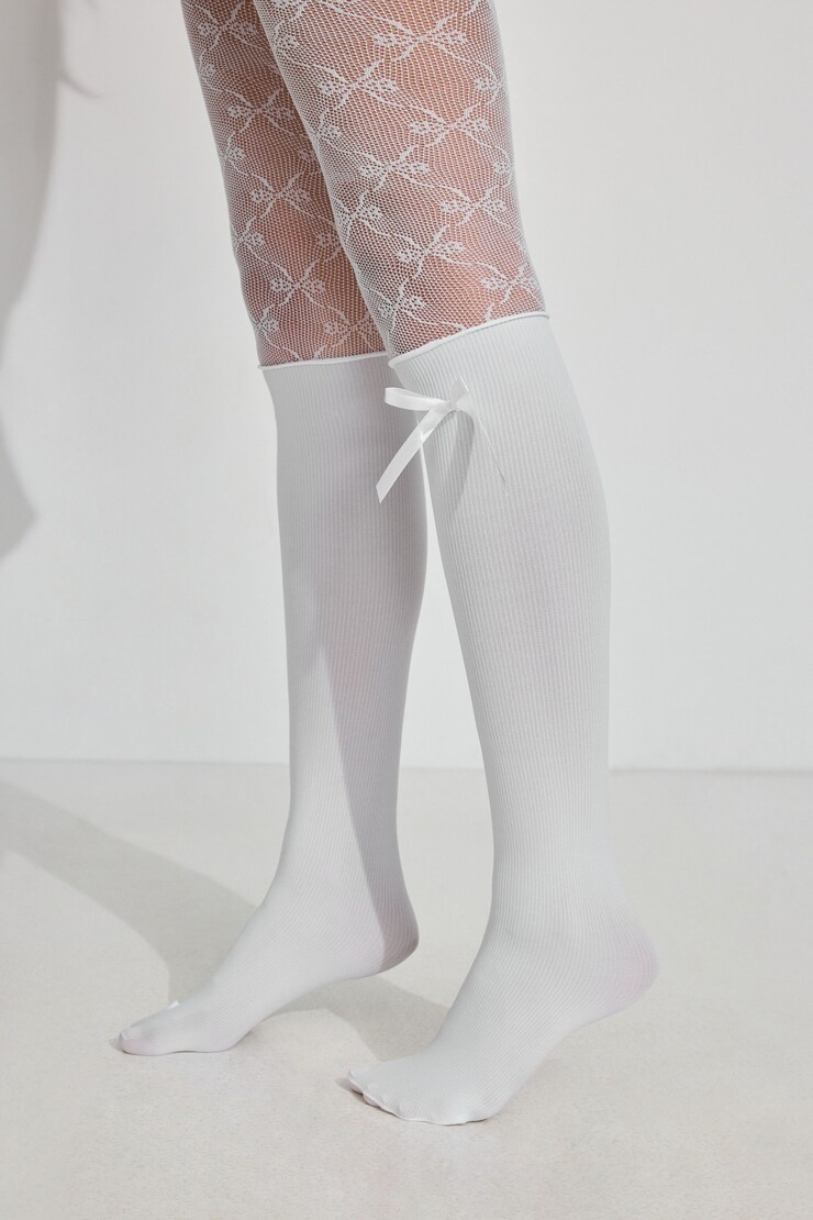 Bow Tights, Bright White, large