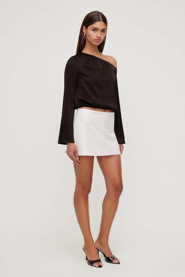 Stacie Faux Leather Mini Skort Faux Leather Polished Pearl Beige large