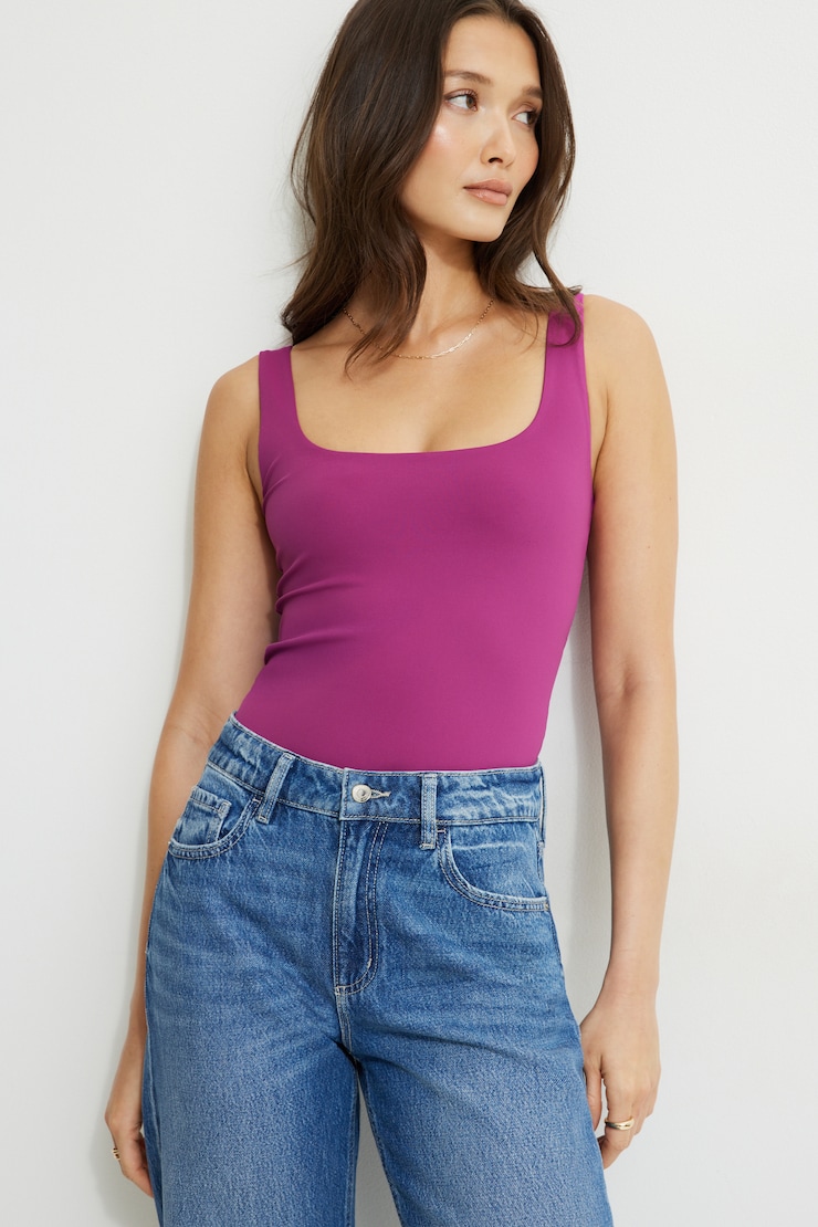 Lana Softform Square Neck Bodysuit Purple | Dynamite