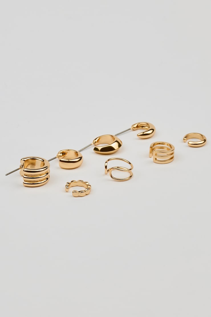 8 Pack Clean Metal Party Earrings, Gold, large