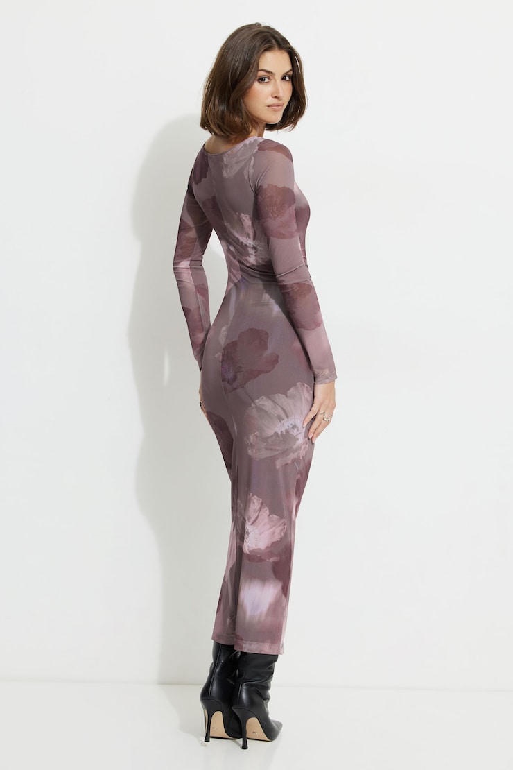 Serene Shirred Maxi Dress Mauve Garden large