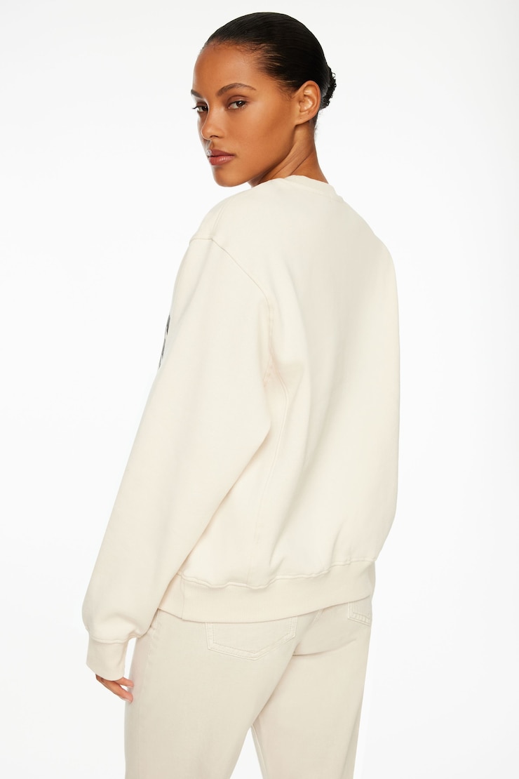 Classic Appliqué Crew Neck Sweatshirt Polished Pearl Beige & Los Angeles Art large