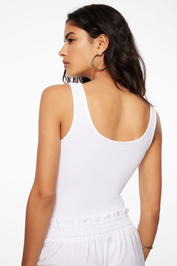 Nessa Sleeveless Ribbed Bodysuit Bright White large