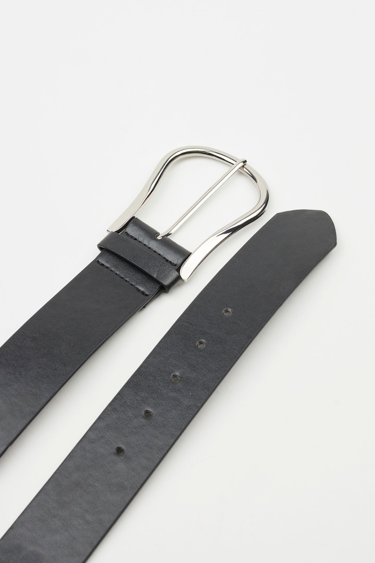 Wide Oval Waist Belt, Jet Black, large