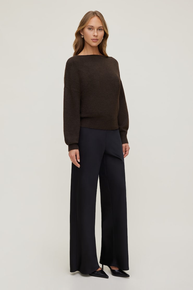 Izzy Wide Leg Satin Pants Black | Dynamite