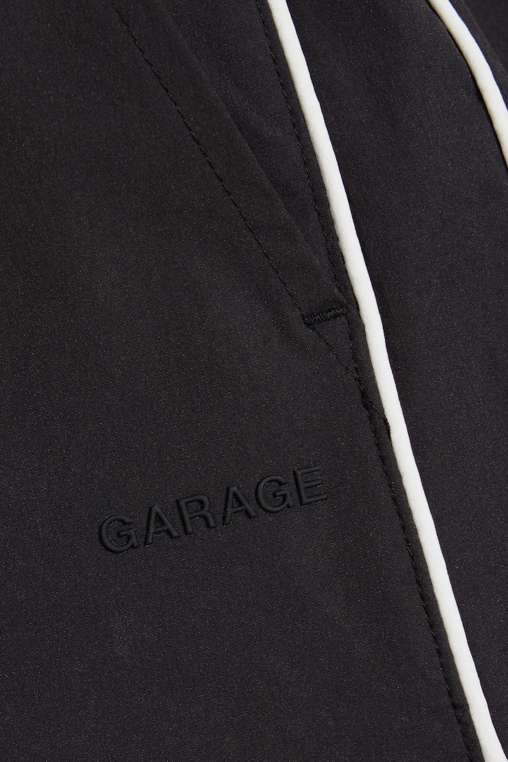 Nylon Striped Shorts, Jet Black/White, large