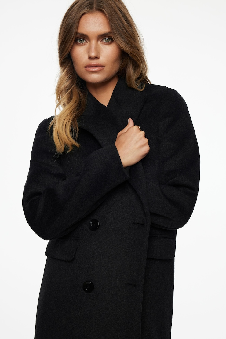 Double Breasted Wool Coat Charcoal  large