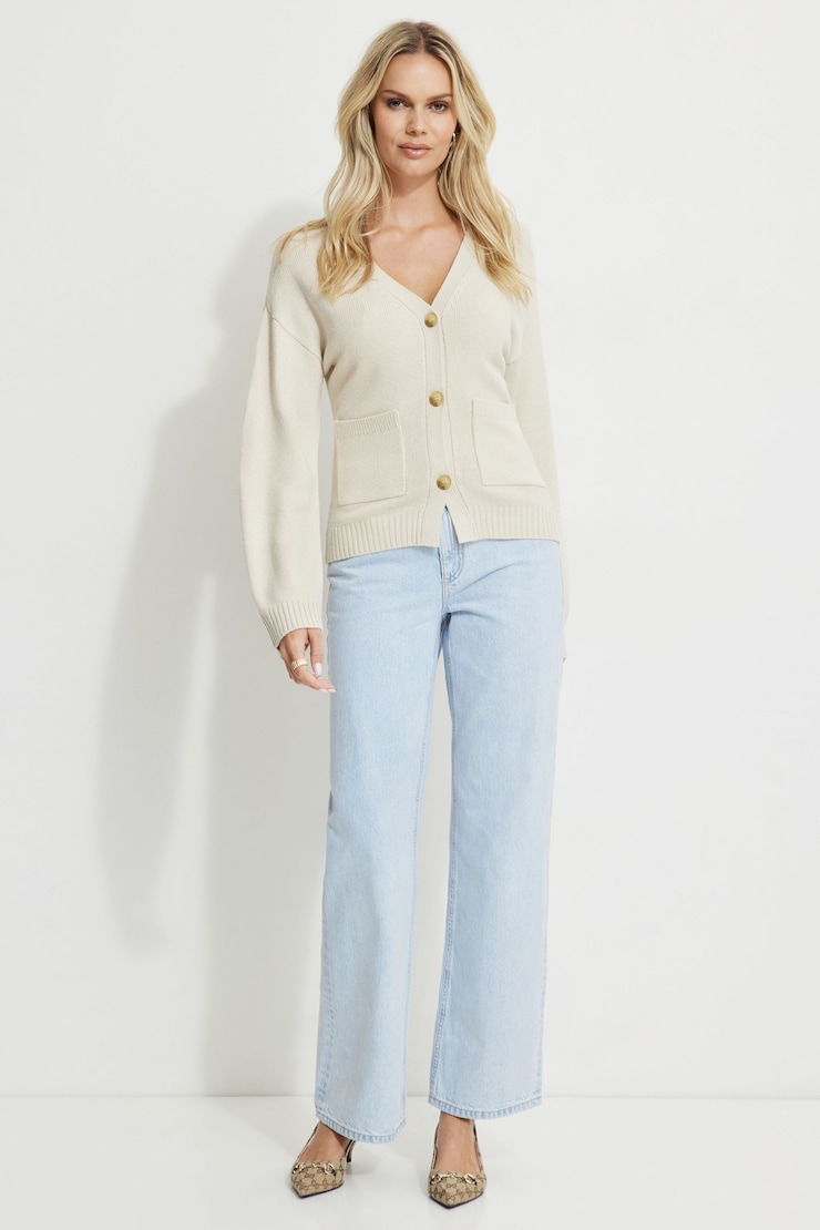Cinch Waist Cardigan Rainy Day large