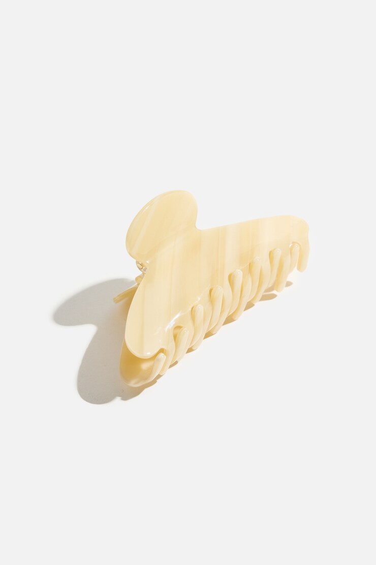 Acetate Claw Hair Clip Beige Creme Stripe large