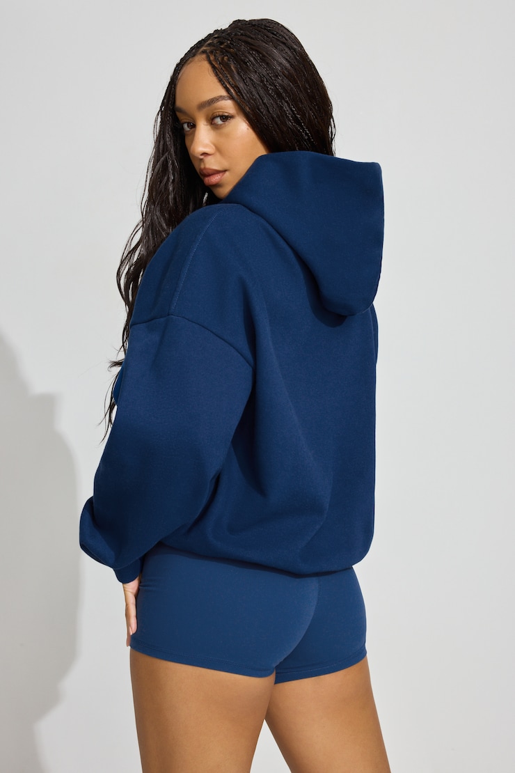 UltraFleece Hoodie, Midnight Blue with "GARAGE" Art, large