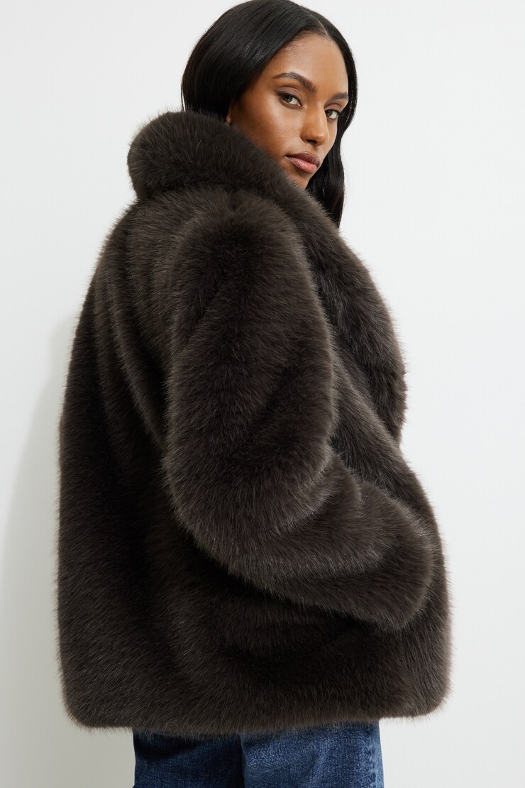 Faux Fur Midi Jacket Delicioso large
