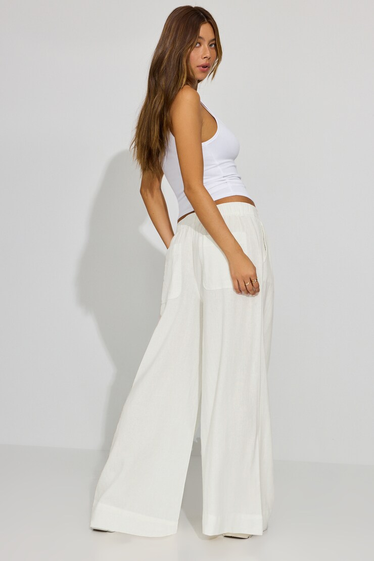 Baggy Linen Trousers, Snow White, large