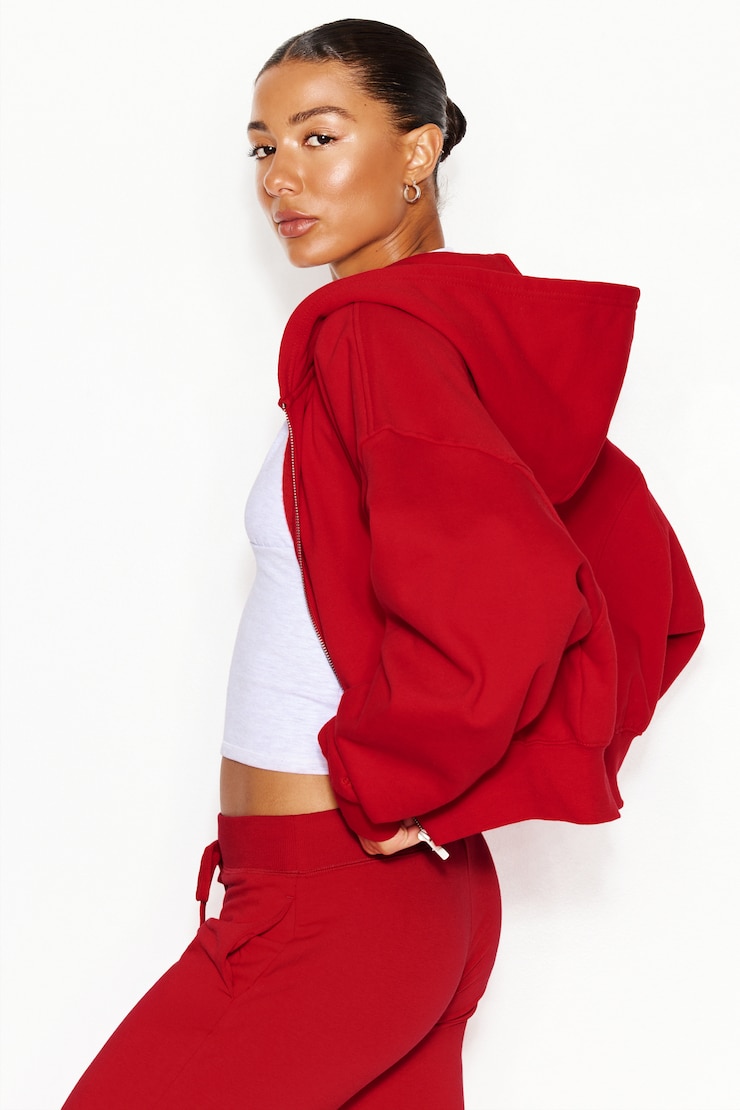 UltraFleece Cotton Zip Hoodie, Scarlet Flame Red, large