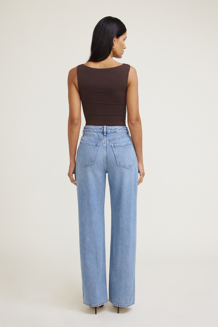Jean Sydney ample à taille mi-haute en TENCELᵐᶜ Indigo moyen / Bleu oxford large