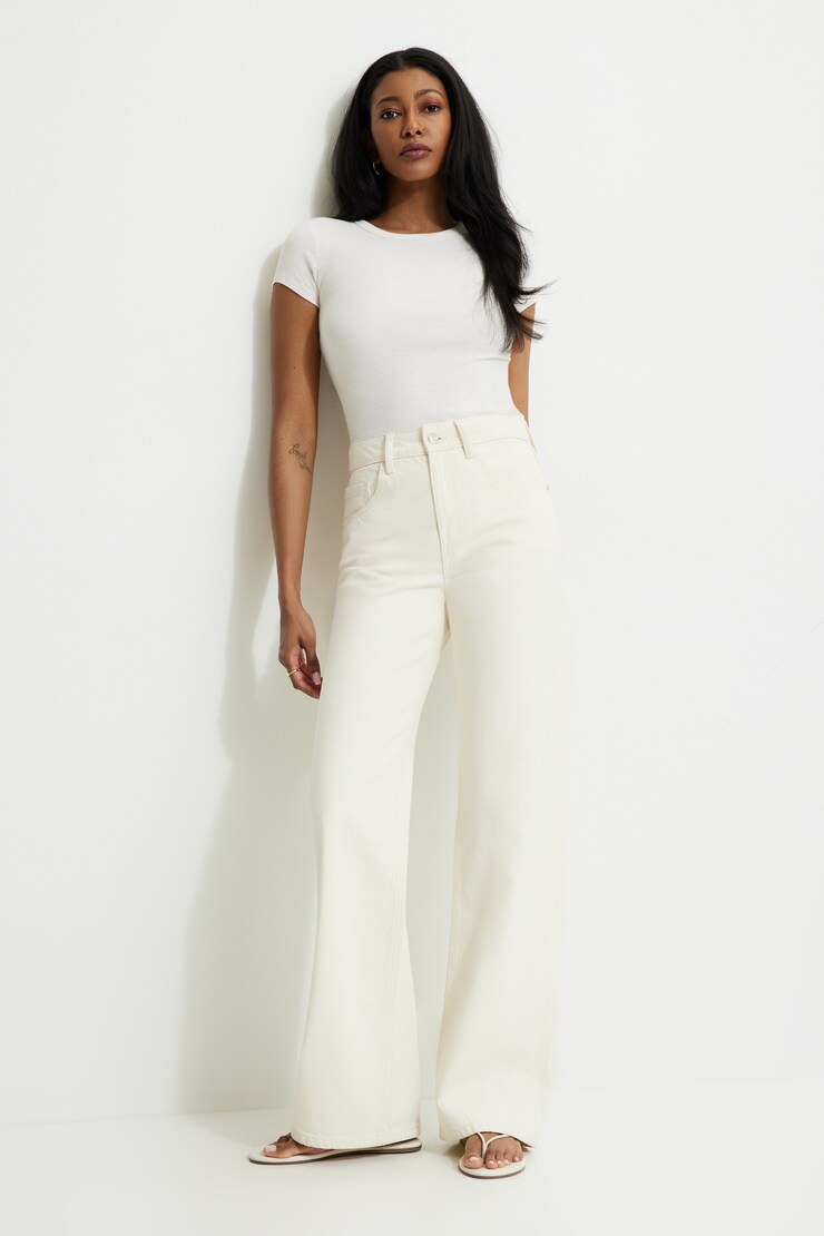 Heidi High Rise Wide Leg Jeans Beige / Seeded Ecru large