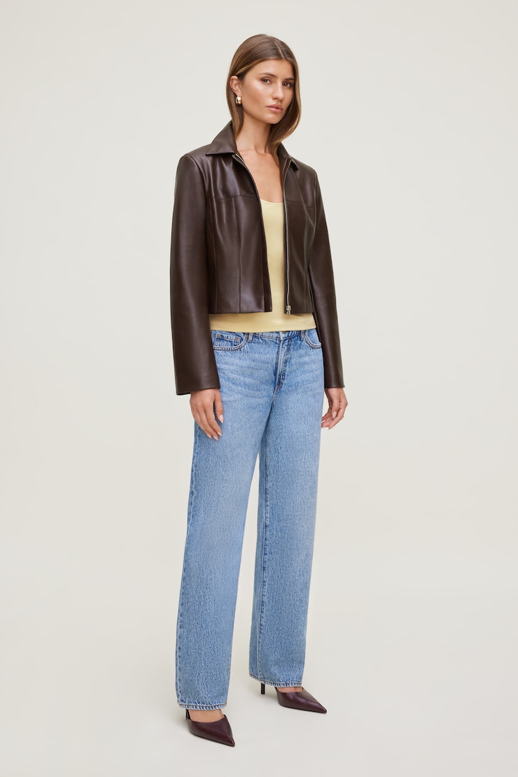 Charlotte Faux Leather Blazer Java Brown large