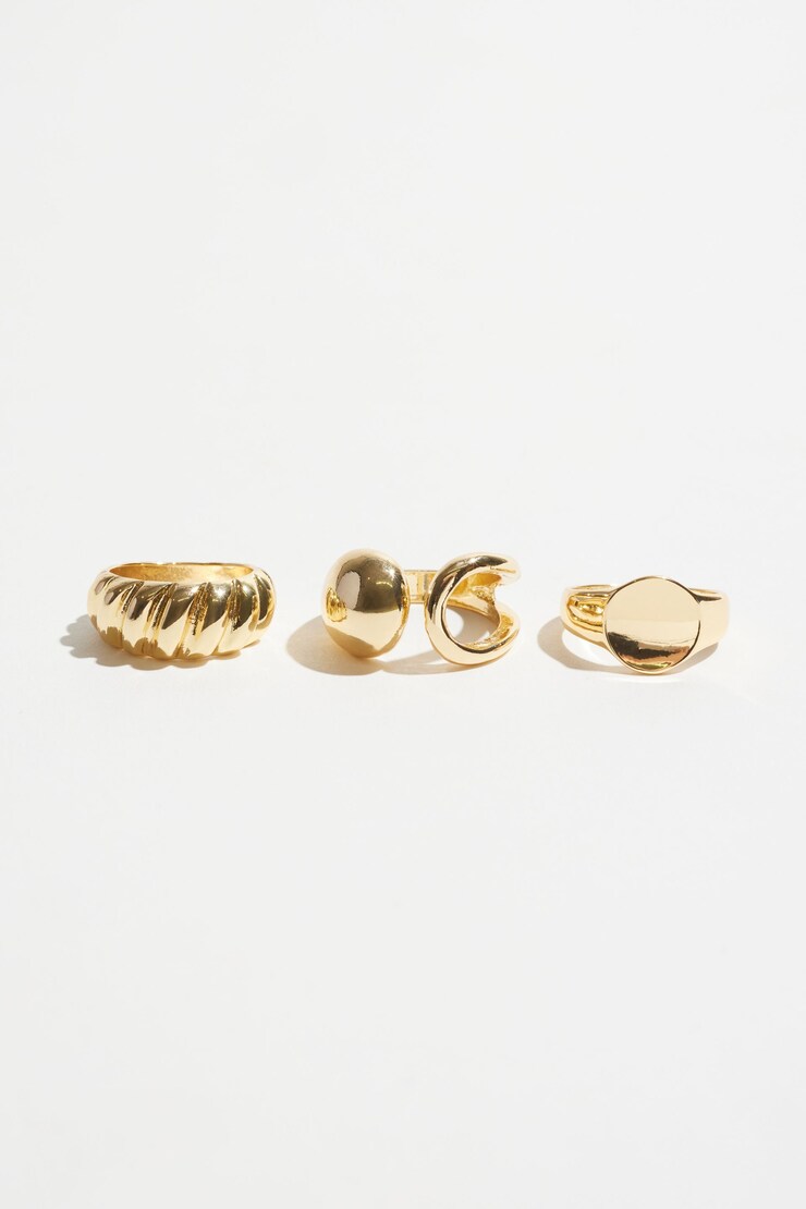 3-Pack Signet & Ridge Rings Gold large