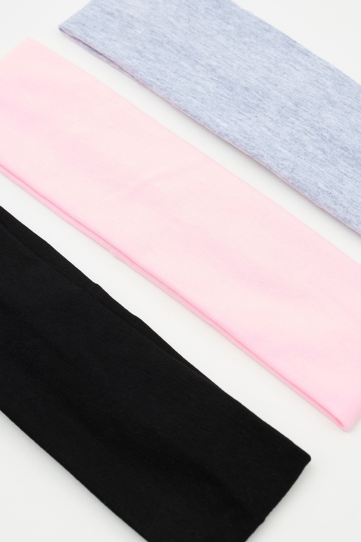 Set of 3 Stretchy Headbands, Chalk Pink/Grey/Black, large
