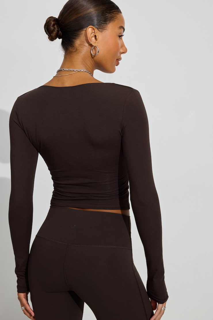 Addison Square Neck Top, Armadillo Brown, large