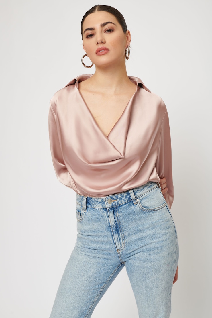 Cowl Neck Bodysuit Deauville Mauve large
