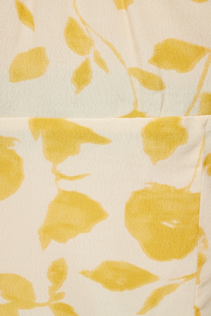 Gathered Cap Sleeve Blouse Light Yellow Floral large