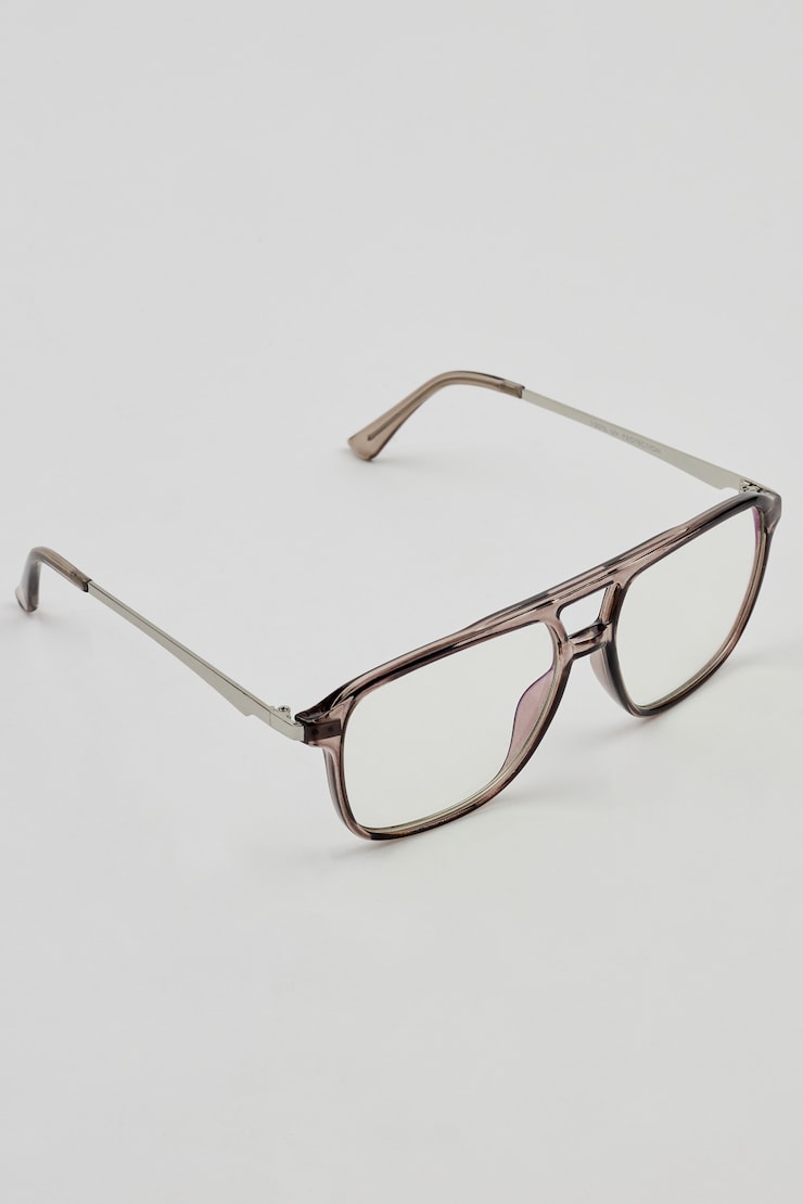 Retro Aviator Blue Light Readers, Translucent Grey, large