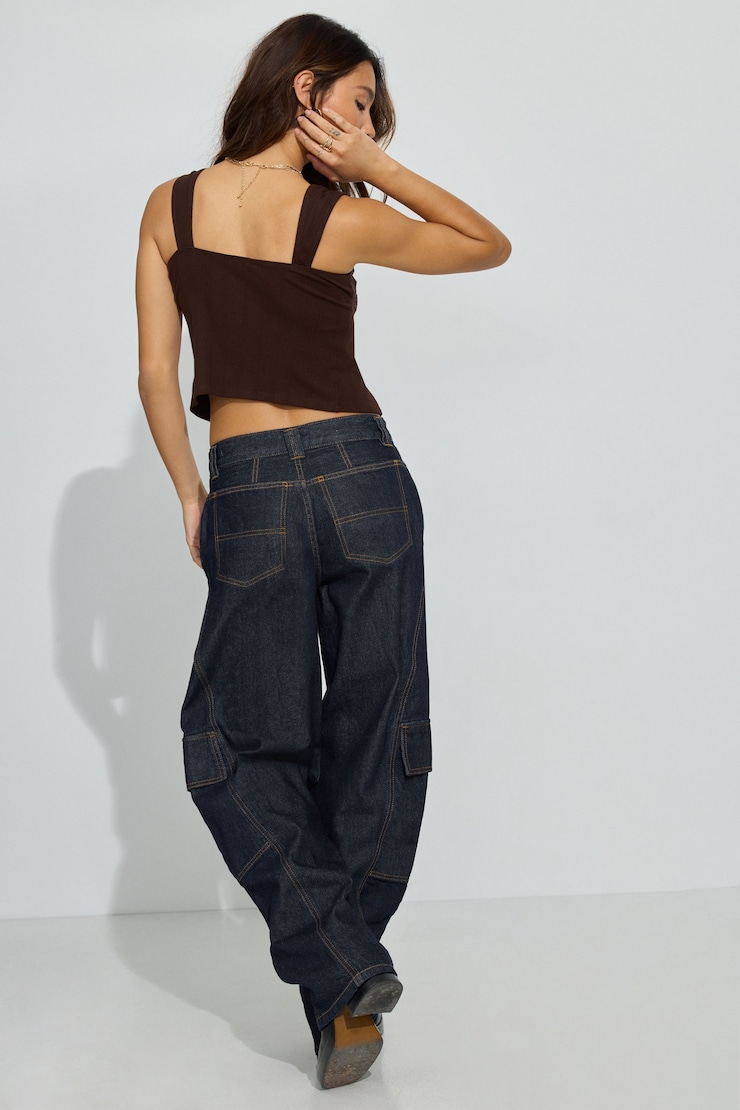 Jean cargo ample, Bleu Elana, large